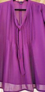 Lands End Sheer purple blouse with tie
